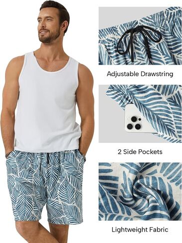 Hardaddy Men's Hawaiian Beach Shorts Lightweight Elastic Waist Lounge Pants for Travel & Sleep in Kuwait