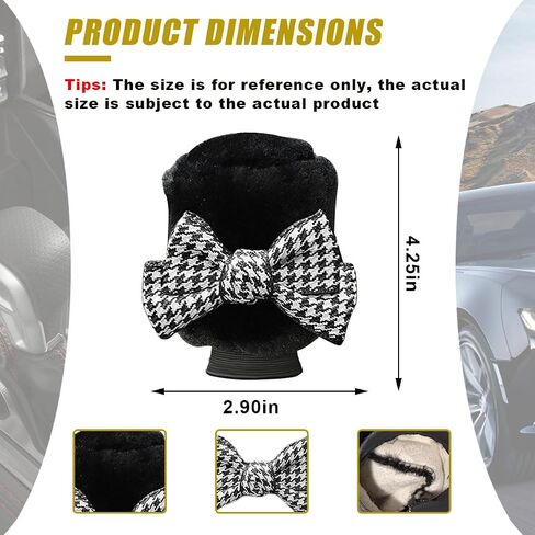 Car Gear Shift Knob Cover, Cute Bow Tie Shifter Stick Protective Cover, Universal Stick Shifting Handle Cover, Winter Auto Interior Decoration Accessories for Automatic/Manual Vehicle (Black heart) in Saudi Arabia