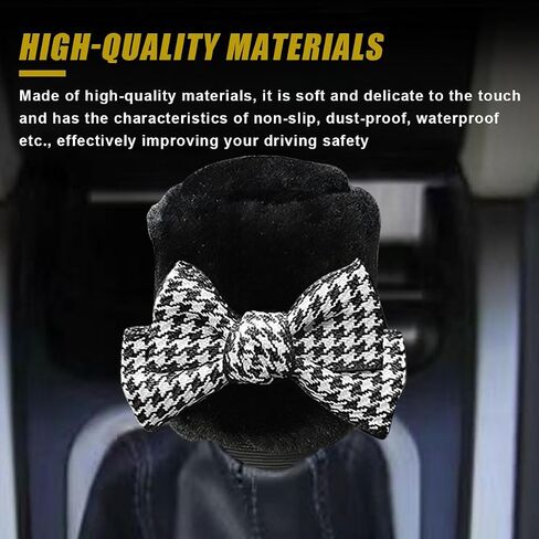 Car Gear Shift Knob Cover, Cute Bow Tie Shifter Stick Protective Cover, Universal Stick Shifting Handle Cover, Winter Auto Interior Decoration Accessories for Automatic/Manual Vehicle (Black heart) in Saudi Arabia