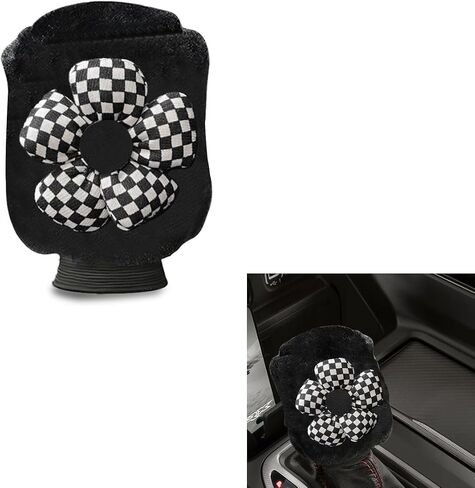 Car Gear Shift Knob Cover, Cute Bow Tie Shifter Stick Protective Cover, Universal Stick Shifting Handle Cover, Winter Auto Interior Decoration Accessories for Automatic/Manual Vehicle (Black heart) in Saudi Arabia
