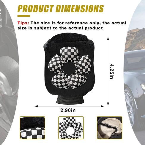 Car Gear Shift Knob Cover, Cute Bow Tie Shifter Stick Protective Cover, Universal Stick Shifting Handle Cover, Winter Auto Interior Decoration Accessories for Automatic/Manual Vehicle (Black heart) in Saudi Arabia