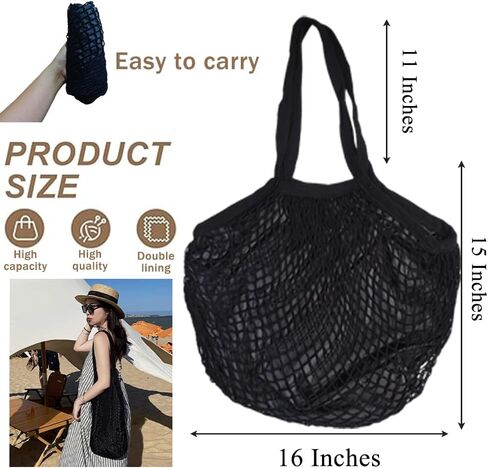 Beach Mesh Tote Bag,Casual Shoulder Handbag Bag Hobo Bag for Women,Large Foldable Reusable Net String Grocery Bag in Saudi Arabia