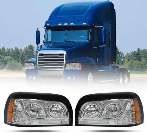 Headlights Compatible with Freightliner Century 2004-2015 Pair Set Front Headlamp DOT and SAE Approved (Chrome) in Saudi Arabia