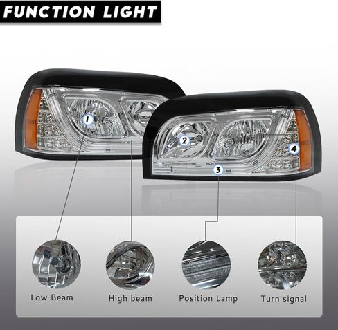Headlights Compatible with Freightliner Century 2004-2015 Pair Set Front Headlamp DOT and SAE Approved (Chrome) in Saudi Arabia