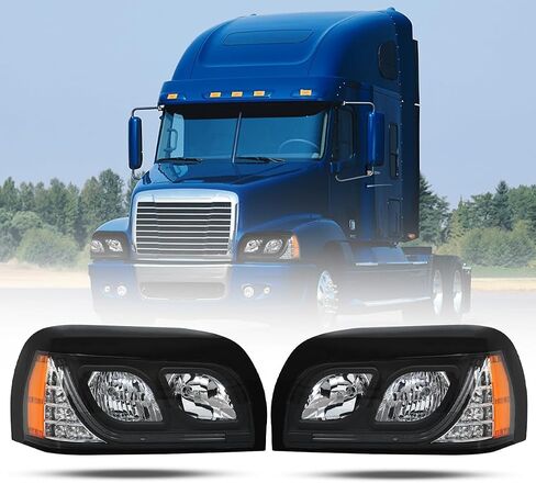 Headlights Compatible with Freightliner Century 2004-2015 Pair Set Front Headlamp DOT and SAE Approved (Chrome) in Saudi Arabia