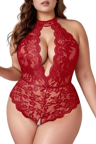 JuicyRose Women Plus Size Plunge Teddy Lingerie, Sexy Backless Bodysuit Club Rave Outfits in Kuwait
