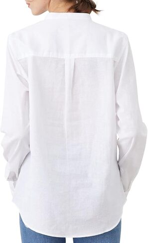 Women's Mandarin Collar Button-Down Shirts Casual Cotton Long Sleeve Blouses in Saudi Arabia