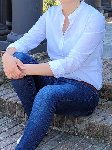 Women's Mandarin Collar Button-Down Shirts Casual Cotton Long Sleeve Blouses in Saudi Arabia