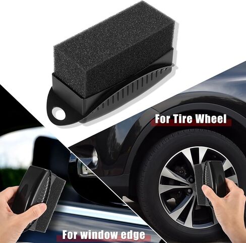 X AutoHaux 2x إطار الإطارات حافة الحافة محيط التفاصيل اللمعان اللمعان اللمسة سلاح الإسفنج رغوة الإسفنج لإطارات شاحنة السيارة شمع تلميع تنظيف القضاء بدون غطاء ومقبض الأسود in Saudi Arabia
