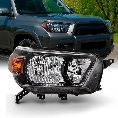 AKKON - FITS 2010 2011 2012 2013 Toyota 4Runner SR5/Trail Model [Halogen Type] W/Trail Package المصابيح الأمامية السوداء اليسرى+الزوج الأيمن in Kuwait