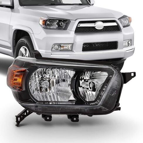 AKKON - FITS 2010 2011 2012 2013 Toyota 4Runner SR5/Trail Model [Halogen Type] W/Trail Package المصابيح الأمامية السوداء اليسرى+الزوج الأيمن in Kuwait