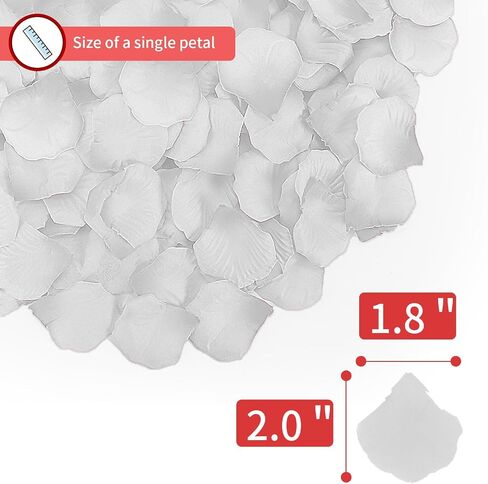 1000 Pcs Artificial Fake Rose Petals,Flower Petals for Romantic Night, Engagement, Party, Wedding, Event Flower Decorations, in Bulk(White) in Saudi Arabia