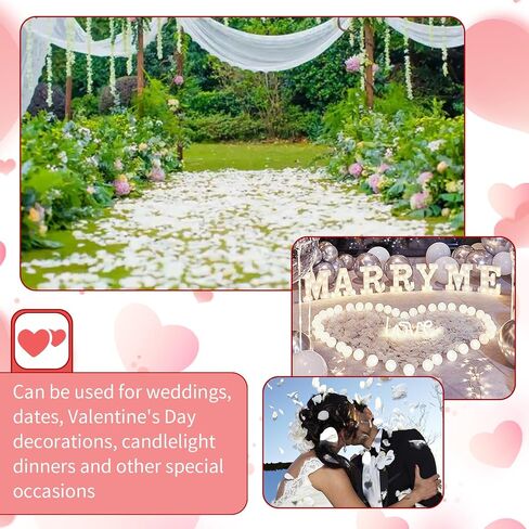 1000 Pcs Artificial Fake Rose Petals,Flower Petals for Romantic Night, Engagement, Party, Wedding, Event Flower Decorations, in Bulk(White) in Saudi Arabia