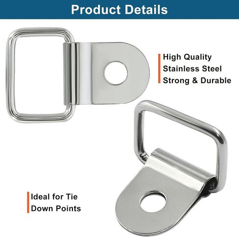 30 جهاز كمبيوتر شخصي ثقيل D-Ring Tie Downs Tie Small Down Assor Lashing Ring for RV Car Truck Boat Trailer Cargo ، Silver in Kuwait