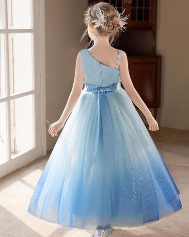 Tulle Flower Girls Dress One Shoulder Formal Princess Wedding Pageant Birthday Party Holiday Ball Gown Dresses in Saudi Arabia