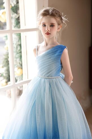 Tulle Flower Girls Dress One Shoulder Formal Princess Wedding Pageant Birthday Party Holiday Ball Gown Dresses in Saudi Arabia