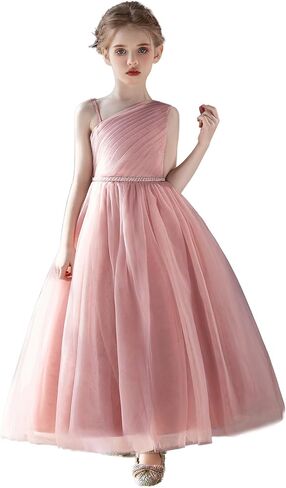 Tulle Flower Girls Dress One Shoulder Formal Princess Wedding Pageant Birthday Party Holiday Ball Gown Dresses in Saudi Arabia