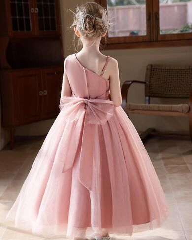 Tulle Flower Girls Dress One Shoulder Formal Princess Wedding Pageant Birthday Party Holiday Ball Gown Dresses in Saudi Arabia