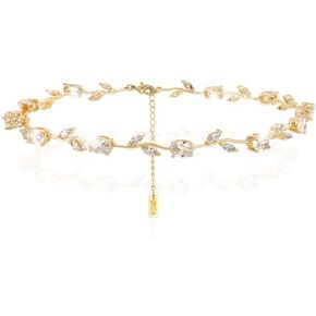 Nikita By Niki 18K Leaf Choker Necklace – Elegant Bridal Choker for Weddings, Formal Choker Necklace for Women, Dainty Wedding Jewelry Gift