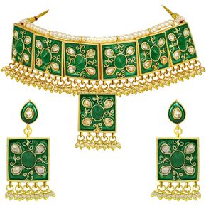 Aheli Indian Traditional Bollywood Style Enamel Necklace Earring Set Ethnic Jewelry Gift for Women