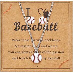 Volleyball Baseball Earrings Necklace for Women Men Sports Fan Gifts for Players