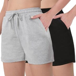 FEQO Women's Sweat Shorts with Pockets Drawstring Workout Lounge Shorts Casual Summer Running Clothes