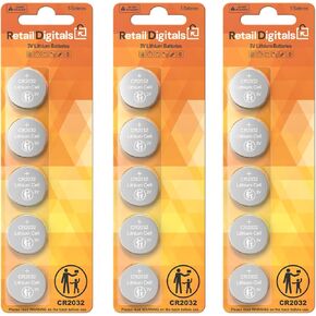 CR2032 3V Premium Lithium Battery | Shelf Time 10 Years | 240 mAh | Pack of 15