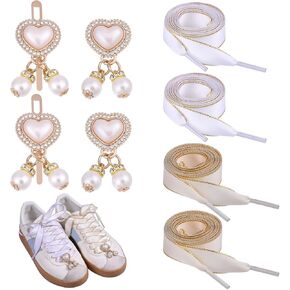 2pairs ساتان الأحذية الأربطة مع Bling Pearl Charms مسطحة الشريط shoestrings الدانتيل Phnom Penh الحرير
