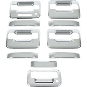 HECASA 4 Door Handle Covers + Tailgate Handle Cover Compatible with 2004-2014 Ford F150 F-150 4 Door w/Key Pad Cutout Black ABS Plastic