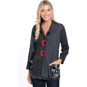 Ali Miles Women's Woven Jacquard Button Front Jacket Wire Collar in Saudi Arabia