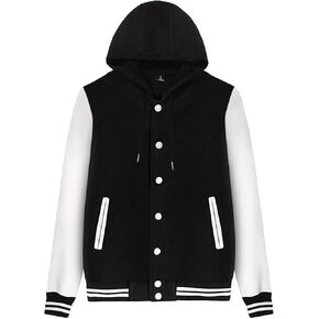 babyhealthy Women's Varsity Baseball Jacket Casual Letterman Bomber Jacket Hood Windbreaker Lightweight Jacket Coat