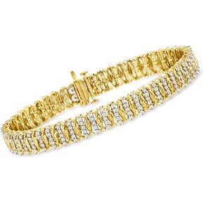 Ross-Simons 2.00 ct. t.w. Diamond Fancy-Link Tennis Bracelet in 18kt Gold Over Sterling
