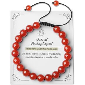 DUQGUHO Crystal Bracelets for Woman Men Natural Adjustable Stone Bracelet 8 mm Beaded Bracelets for Women Men