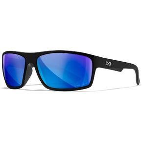 Wiley X Peak XL Captivatealses Polarized Greatives ، ونظارات السلامة للرجال والنساء ، وحماية العين للأشعة فوق البنفسجية لإطلاق النار ، وصيد الأسماك ، وركوب الدراجات ، والرياضة المتطرفة ، والإطارات السوداء غير اللامعة ، والعدسات الملونة للمرآة الزرقاء