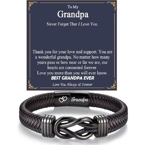 Fathers Day Men Gifts Infinity Leather Bracelet for Him Gifts Ideas Jewelry for Birthday, Christmas
