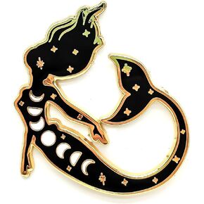 Cosmic Mermaid Witchy Moon Phases Enamel Pin - Theme Series - Enamel Lapel Pin - Plated Badge for Clothing, Bags, and Lanyards