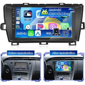 [2+64G] ستيريو سيارة Hikity Android 13 لسيارة Toyota Prius(W/JBL) 2010-2015 راديو مع Carplay Android Auto Mirror Link، شاشة لمس 9 بوصة GPS WiFi Bluetooth FM RDS MIC كاميرا احتياطية in Kuwait