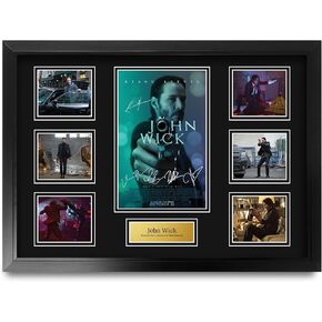 HWC Trading John Wick Gifts Printed Signed Autograph Presentation Display Montage for Movie Memorabilia Fans - A2 Framed