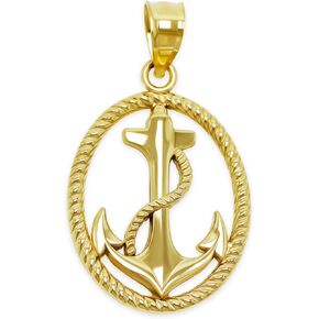 Gold Anchor Charm Pendant - 10 Karat Gold - Nautical Jewelry - Anchor Jewelry