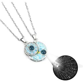 Stainless Steel BFF Friendship Puzzle Pendant Necklace Set, 4-Piece, with Luminous Function