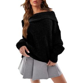 Women's Oversized Off The Shoulder Sweaters Loose Long Sleeve Knit Pullover Tops