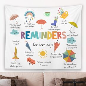 MNOSAIOO Mental Health Colorful Wall Tapestry Hanging for Classroom Kids, Reminders Tapestry, Inspirational Motivational Cute Tapestries Wall Decor for Bedroom Therapy Office School Counselor Home 60x50 in