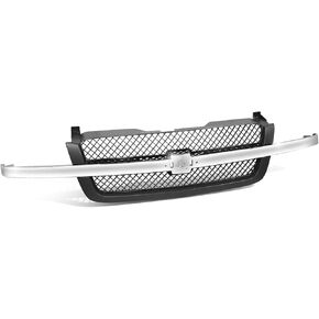 DNA MOTORING OE Style Diamond Mesh Grille Grill, GM1200474, Compatible with 03-06 Chevy Silverado 1500/2500 / 3500, 07 1500/2500 / 3500 Classic, Base/Lt/Ls, Dark Gray, OEM-GR-GM1200474