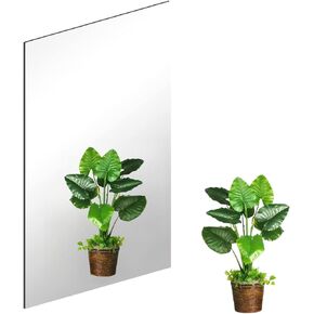 Flexible Wall Mirror Sheets Self Adhesive Acrylic Squares Mirror, 12X16 Inch Non Glass Mirror Tiles Mirror Stickers for Home Wall Decor Gym Door