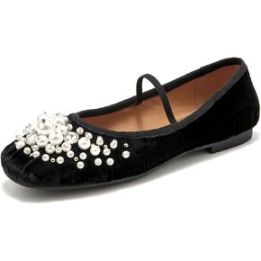 BEAU TODAY Mary Jane Shoes Women, Ballet Flats Shoes for Women, Buckle Strap Genuine Leather Flats for Women, Comfortable Square Toe Dressy Mary Jane Flats Trendy