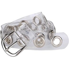 INOGIH Plastic-Grommet-Belt Clear-Waist-Belt with Pin-Buckle for Women