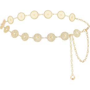 Western Metal Concho Waist Chain Belt for Dresses Jeans Women Cowgirl Gold Chain Belt Country Concert Link Belt