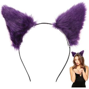 Cat Ears Headband for Womens: Christmas Headband Cosplay Costumes Prop for Girls, Fur Animal Ears Hair Hoops for Animal Cosplay Party, Cute Cat Ears Hair Accessories