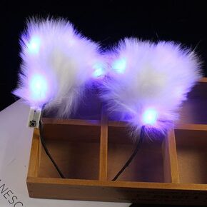 Light Up Headbands LED Cat Ears Headband Faux Fur Hair Hoop Cute Colored Light For Festival Party Accessories