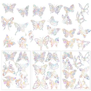 3 PCS Butterfly Defraphraphic Stickers ، Anti Collision Bird Stickers Window Prism Rainbow Maker Stickers Butterfly Static Cling Stickers for Room Decoration